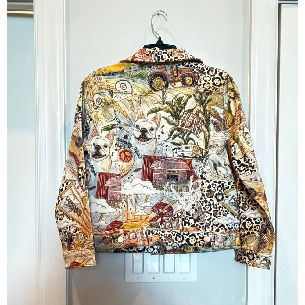 Wrangler x Lainey Wilson Girls XL Denim Jacket Hillbilly Hippie Collage Print - Picture 8 of 8